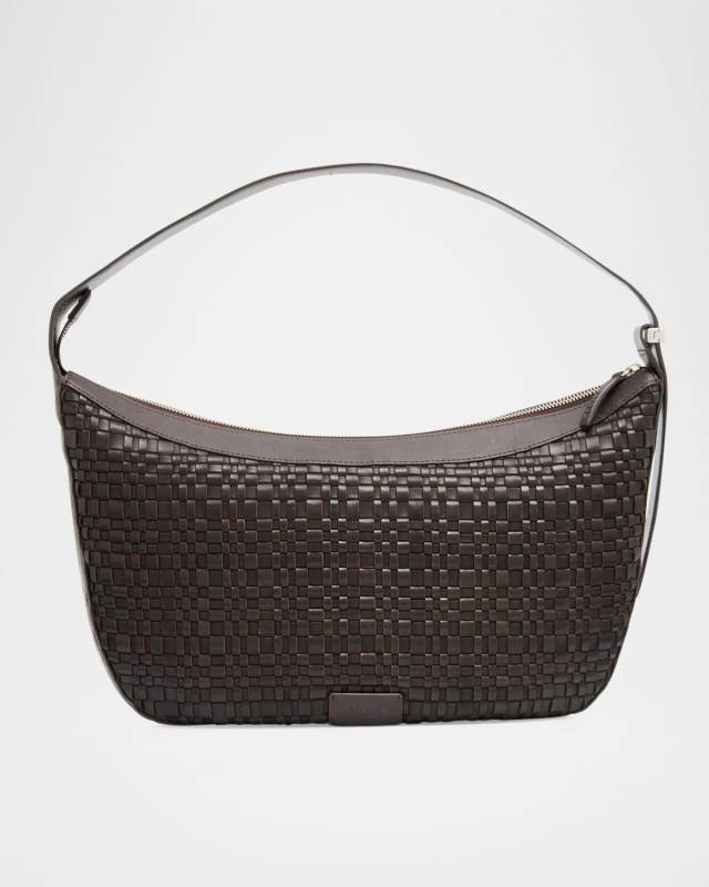 Demy Large Woven Leather Hobo Bag